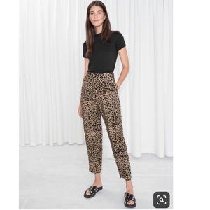 & Other Stories Leopard Tapered Trousers-Sz 8 & 10